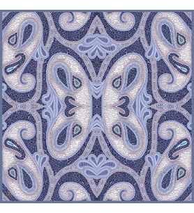 Mandala Desen İtalyan Şifon Seri Eşarp Eşarp Askısı İle Birlikte 140x140 cm Mavi