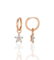 Gümüş rose zirkon taşlı lotus çiçeği küpe SGTL11938ROSE