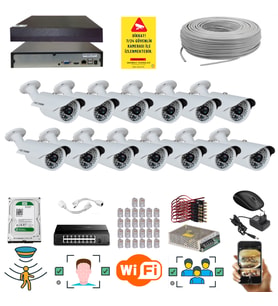 13 Kameralı 5 Mp 1940P Sensör 6 Megapiksel Sony Lens Metal Kasa Ip Güvenlik Kamerası Seti 748ip-13
