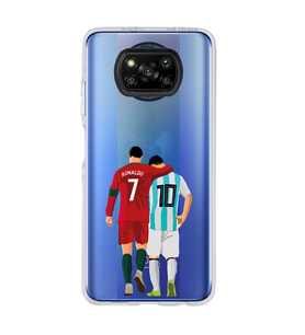 Poco X3 NFC Uyumlu Lionel Messi ve Cristiano Ronaldo Desenli Şeffaf Telefon Kılıfı