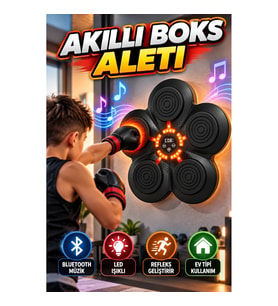 Ev Tipi Akıllı Boks Duvar Paneli Bluetooth Müzikli LED Işıklı Refleks Geliştirme Antrenman Cihazı