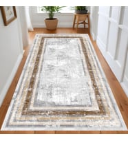 Eliana Home Dijital Baskı Yıkanabilir Kaymaz Taban Salon Halısı Ve Yolluk LN146-FNL451 (Kahverengi)