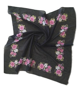 Otantik Pamuklu İşlenmemiş Yazma, yemeni, tülbent, 100x100cm (Siyah)
