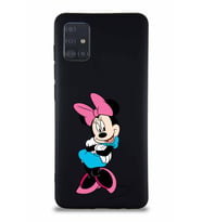 Samsung Galaxy M31S Soft Premier Kapak Minnie Mouse-D Tasarımlı Silikon Kılıf - Siyah (Şeffaf)