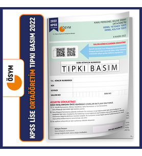 2022 KPSS Ortaöğretim/Lise ÖSYM Tıpkı Basım Türkiye Geneli Dijital Çözümlü Çıkmı