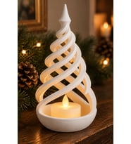 Minimalist Spiral Noel Ağacı Şeklinde LED Mum Tutucu