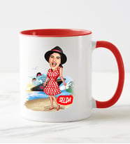 Kız Kardeşe Karikatürlü Kupa Bardak (Kırmızı)