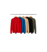 5’li Paket Kadın Basic Tam Balıkçı Yaka Kazak (Kırmızı-Mavi)