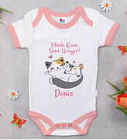 BK Kids Kişiye Özel Pembe Bebek Body Zıbın - Model 130