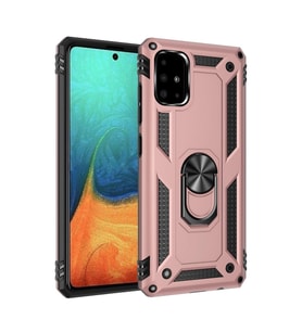 Samsung Galaxy A71 Kılıf Sofya Yüzüklü Silikon Kapak - Rose