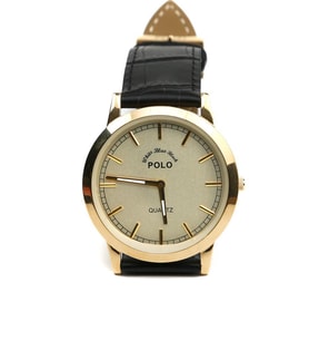 POLO Kristal Cam Deri Kordon Erkek Kol Saati (Gold)