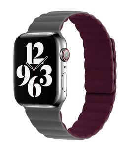 Apple Watch 10/11 42mm-38/40/41mm Kordon Renkli Strap Deri Loop Kordon 2/3/4/5/6 (Gri-Kırmızı)