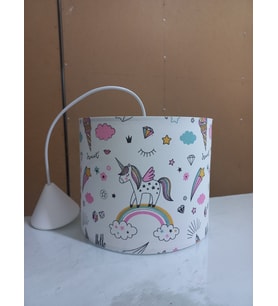 Unicorn Kumaş Kaplama Çocuk Odası Genç Ve Bebek Odası Avize Aydınlatma Sarkıt (A.Beyaz)