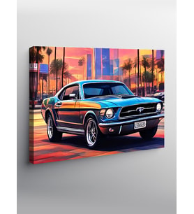Kanvas Tablo Siyah Mustang Spor Araba