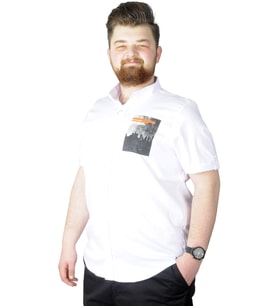 Mode XL Büyük Beden Gömlek Baskılı City 22367 Beyaz
