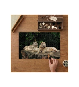 Beyaz Kaplanlar Tasarımı 240 parça Ahşap Puzzle Ahşap Kutuda MP00650