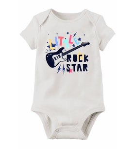 Unisex Bebek Beyaz Organik Baskılı Pamuklu Body