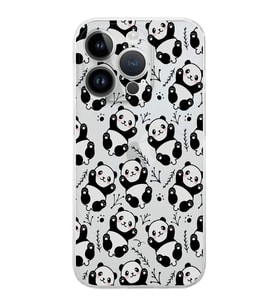 Apple iPhone 14 Pro Uyumlu Kamera Korumalı Tıpalı Kapak Panda Tasarımlı ŞeffafKılıf