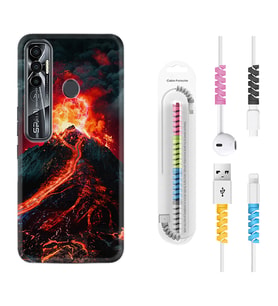 Tecno Spark 6 6 Go 8C 8 Pro 7 7 Pro Kılıf Kablo Koruma Spiral Silikon Yanardağ 1611