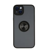 Apple iPhone 14 Kılıf Montreal Yüzüklü Silikon Kapak - Siyah
