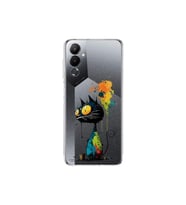 Tecno Pova 4 ile Uyumlu Splash Kedi Tasarımlı Şeffaf Silikon Kılıf