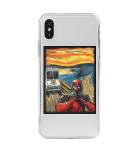 Iphone X ve XS Uyumlu Deadpool Çığlık Tasarımlı Şeffaf Telefon Kılıfı