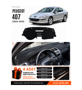 PEUGEOT 407 (2004-2010) Uyumlu Torpido Örtüsü Torpido Kılıfı - Siyah