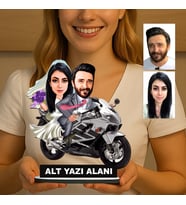 Kişiye Özel 2 Kişilik Gelin Damat Düğün Konseptli Sevgili Karikatürlü 18 cm MDF Masaüstü Biblo - Sevgiliye ve Eşe Hediye Çiftlere Özel Hediye