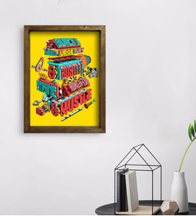 BK Gift Modern Soyut Tasarımlı Doğal Masif Ahşap Çerçeveli Tablo 45x65cm-1