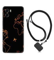 Vivo Y15S Y32 Y33S Y51 Y53S Kılıf Boyun Askılı Silikon Harita ve Uçak 1777