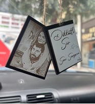 Kişiye Özel Ahşap Araba Aynası Dekoru – Fotoğraflı & Mesajlı