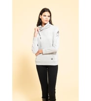 Yaka Kordon Detaylı Kanguru Cep Gri Sweatshirt