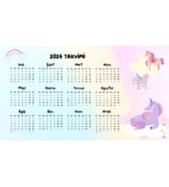 Kız Çocukları için Unicorn 2024 Takvim