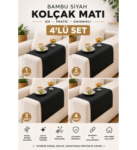 Bambu Siyah Kolçak Matı 65x37 cm Sehpa Kahve Makinesi Altlığı