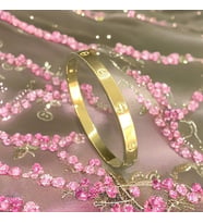 Vida Desenli Cartier Model Gold Renk Şık Çelik Kelepçe Bileklik