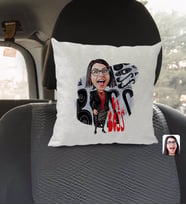 BK Gift Kişiye Özel Kadın Big Boss Karikatürlü Kare Araç Koltuk Yastığı-3