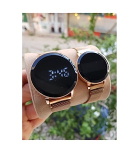 Spectrum Rose Gold Hasır Mıknatıslı Kordon Dokunmatik Sevgili Saatleri