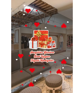 Sevgililer Gününe Özel Uygun Fiyatlı Hediyeler Cam Vitrin Oda Stickerı 70cm