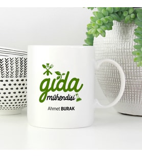 Gıda Mühendisine Hediye İsme Özel Kupa (Beyaz)