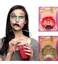 Pipetli Parti Gözlüğü - Çocuk ve Yetişkin Bıyıklı Pipet Gözlük Kırmızı Renk 18x14 cm