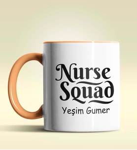 Kişiye Özel Nurse Squad (Hemşire Tayfası) Tasarımlı Turuncu Kupa (Turuncu)
