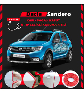 Dacia Sandero Oto Araç Kapı Koruma Fitili 5metre Parlak Kırmızı Renk