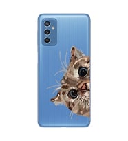 Samsung Galaxy M52 Uyumlu Tatlı Kedi Desenli Şeffaf Telefon Kılıfı