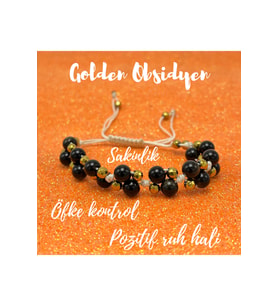6mm Ipli Golden Obsidyen Ayarlanabilir Ölçü Doğal Taş Bileklik