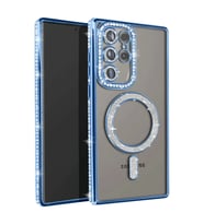 Samsung Galaxy S25 Ultra Kılıf Joke Simli Magneticsafe Kılıf - Mavi