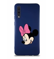 Samsung Galaxy A50S Soft Premier Kapak Minnie Mouse-B Tasarımlı Silikon Kılıf - Lacivert (Şeffaf)