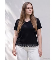 LCW Curve Siyah Büyük Beden Dantel Detaylı Bluz