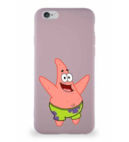 Apple iPhone 6S Soft Premier Kapak Patrick Yıldız Tasarımlı Silikon Kılıf - Pudra (Şeffaf)