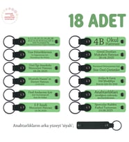 Tiyatro Ekibi İçin Hazırlanan Veda Hediyesi, 18'li Kişiselleştirilebilir Anahtarlık, F Yeşil & Syh (Fıstık Yeşili)