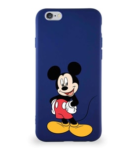 Apple iPhone 6 Soft Premier Kapak Mickey Mouse-E Tasarımlı Silikon Kılıf - Lacivert (Şeffaf)